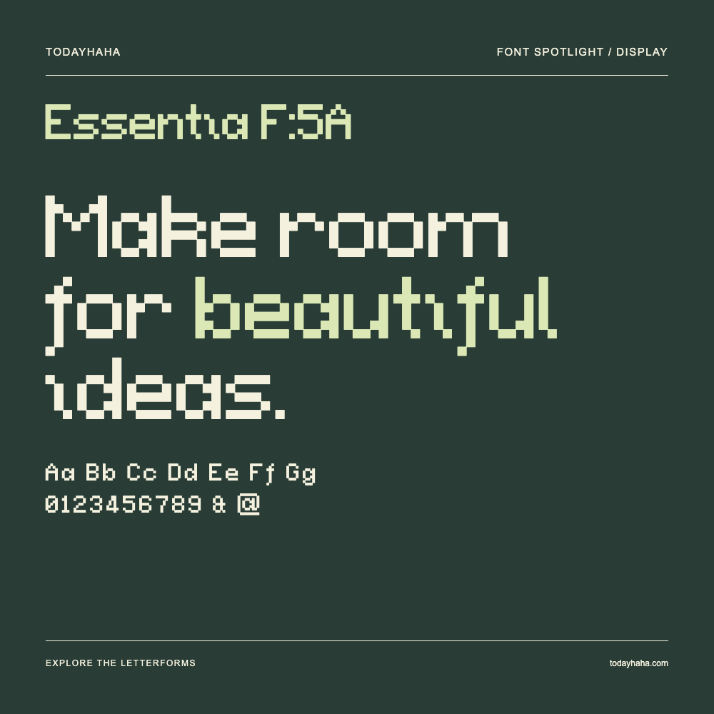 Essentia F:5A — Typography poster with sample text