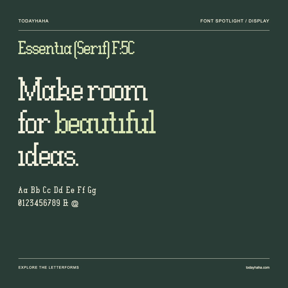 Essentia (Serif) F:5C — Póster tipográfico con texto de muestra