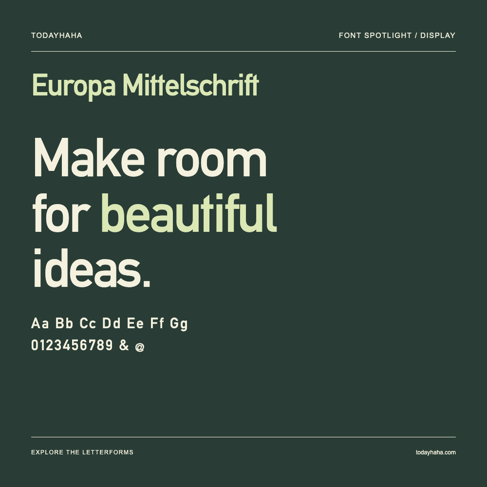 Europa Mittelschrift — Typografieposter mit Beispieltext