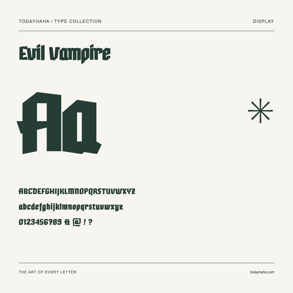 Evil Vampire — Muestra de mayúsculas, minúsculas y números