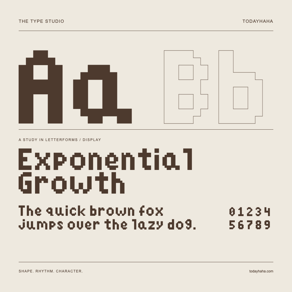 Exponential Growth — Studio delle lettere con frase e numeri