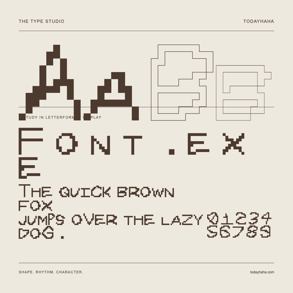 F o n t . e x e — Buchstabenstudie mit Beispielsatz und Ziffern