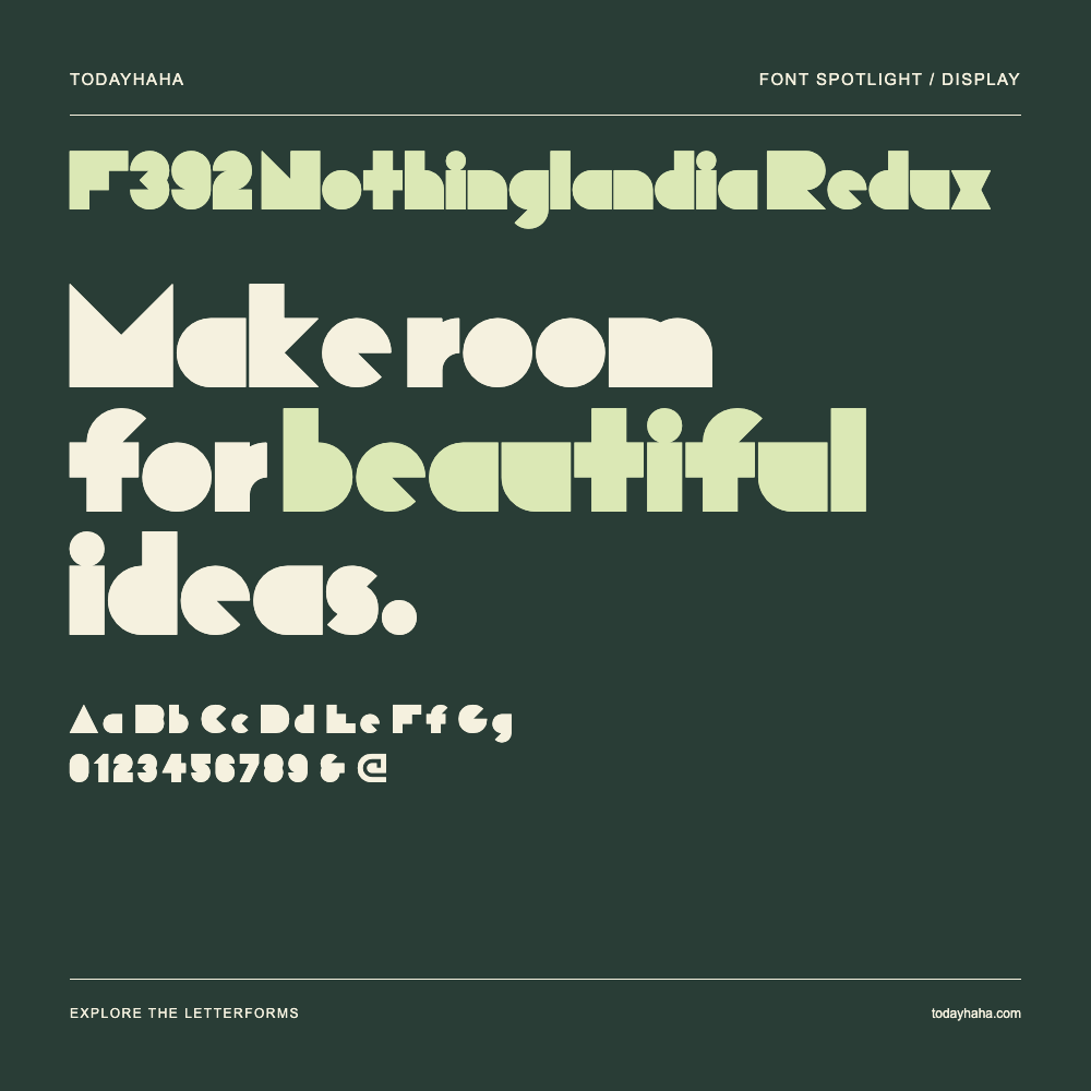 F392 Nothinglandia Redux — Typography poster with sample text
