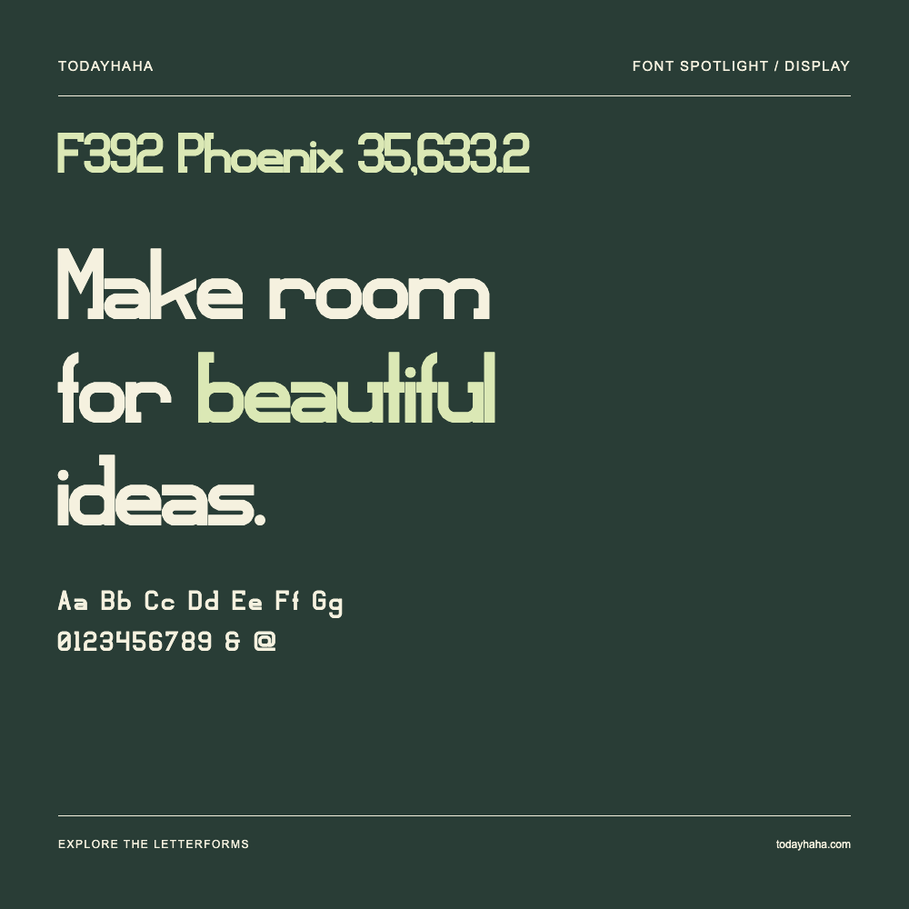 F392 Phoenix 35,633.2 — Typografieposter mit Beispieltext