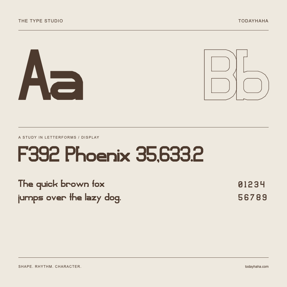 F392 Phoenix 35,633.2 — Buchstabenstudie mit Beispielsatz und Ziffern