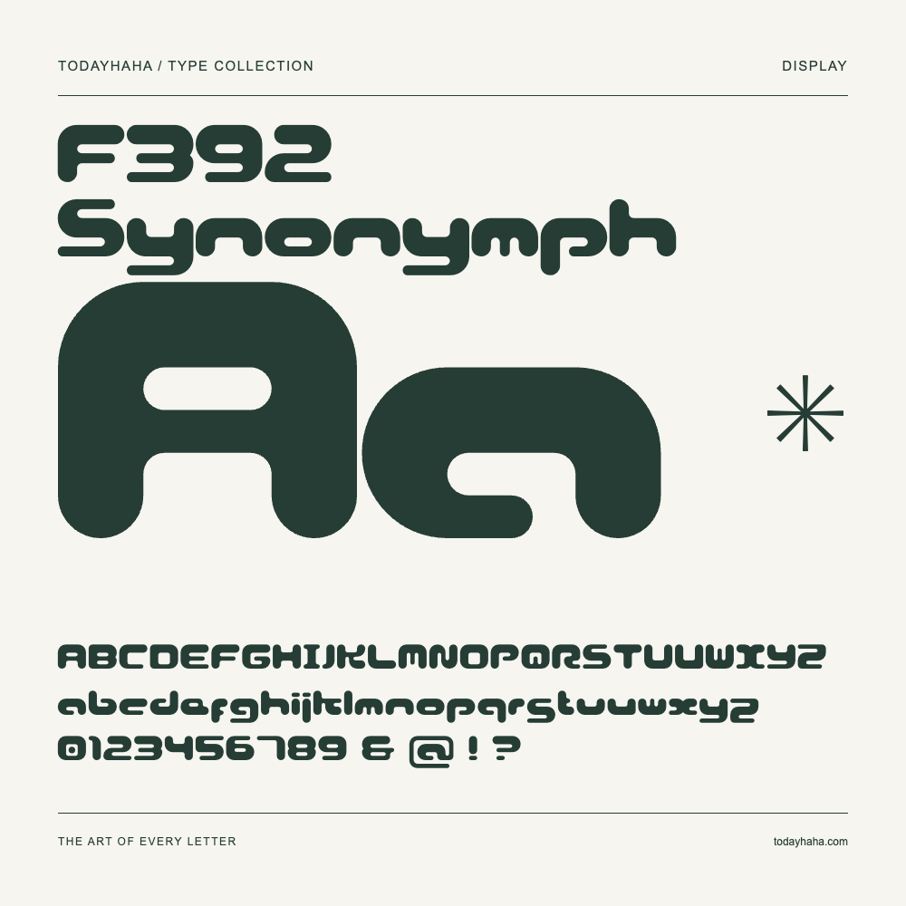 F392 Synonymph — Schriftmuster mit Großbuchstaben, Kleinbuchstaben und Ziffern