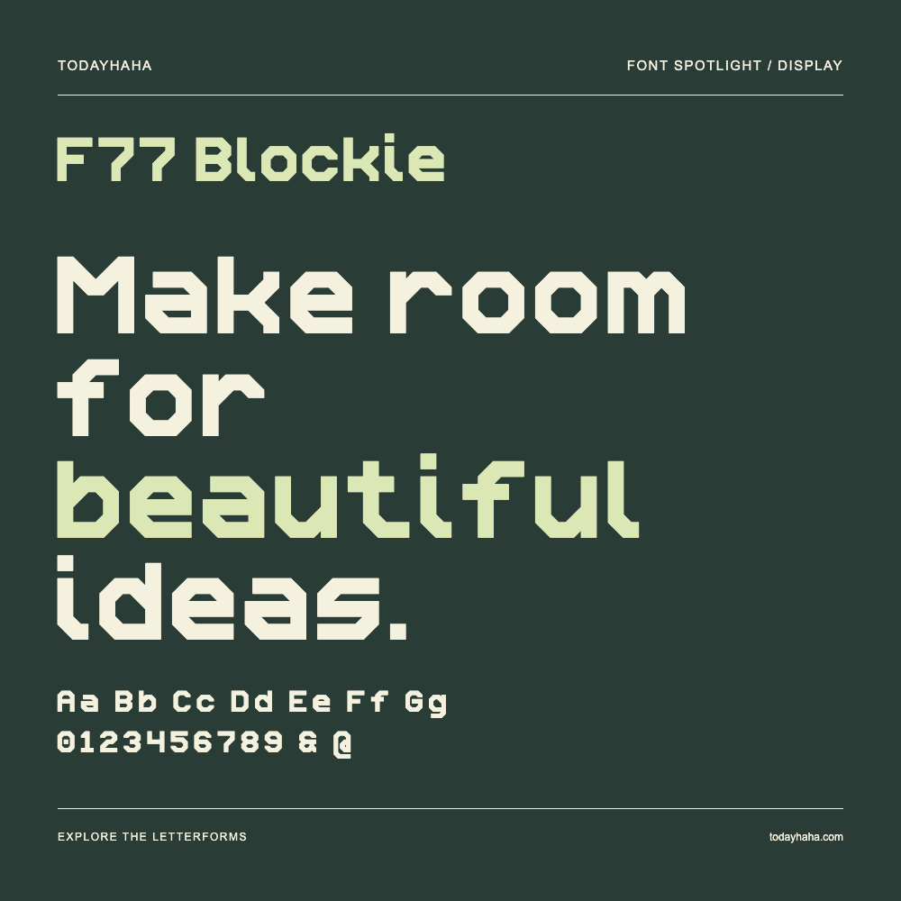 F77 Blockie — Typography poster with sample text