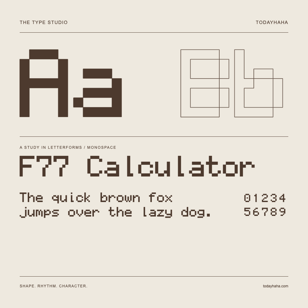 F77 Calculator — Estudio de letras con una frase y números