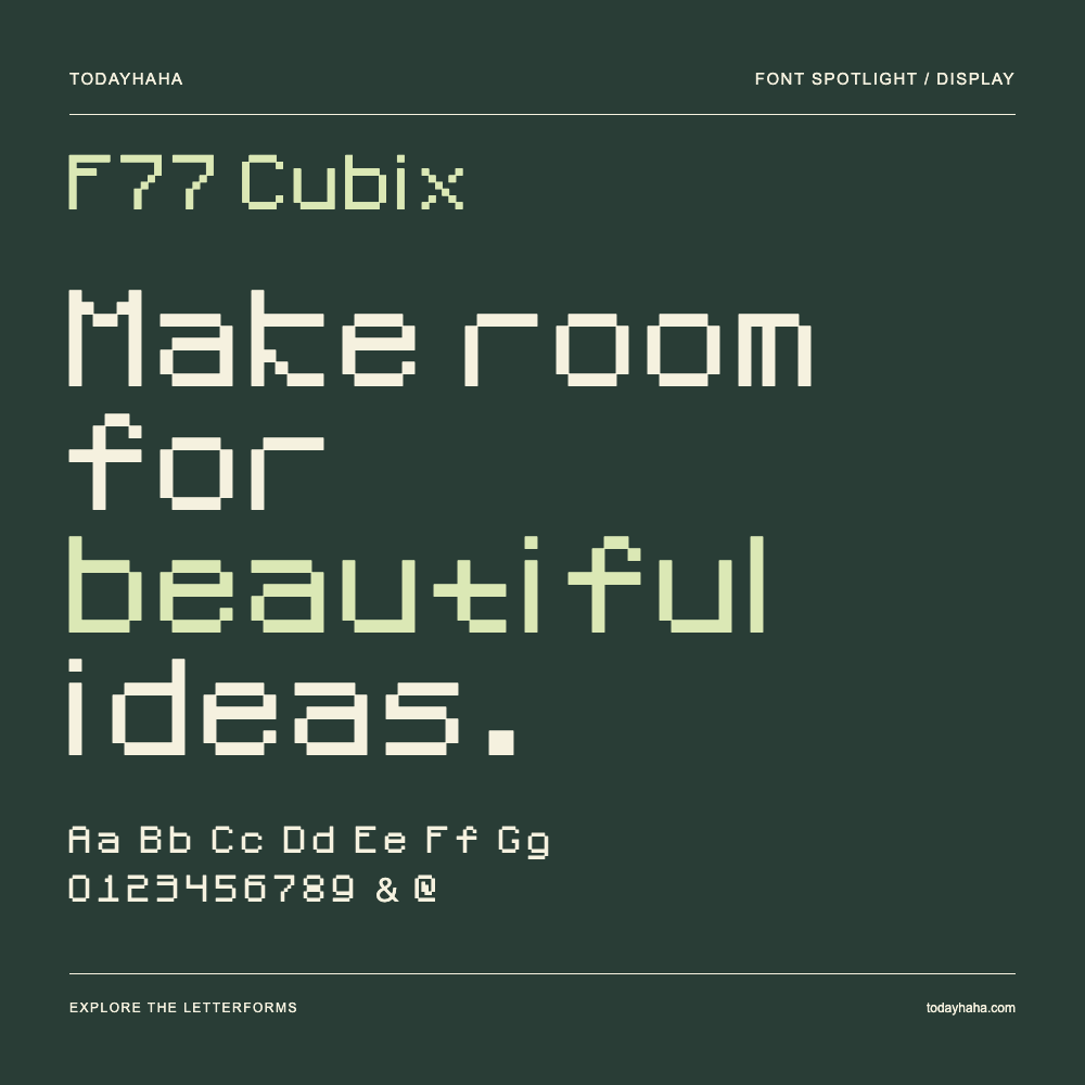 F77 Cubix — Typography poster with sample text