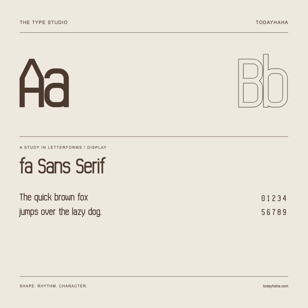 fa Sans Serif — Estudio de letras con una frase y números