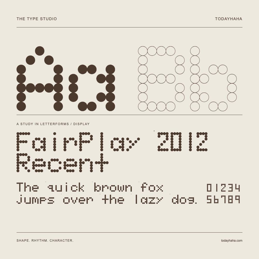 FairPlay 2012 Recent — Buchstabenstudie mit Beispielsatz und Ziffern