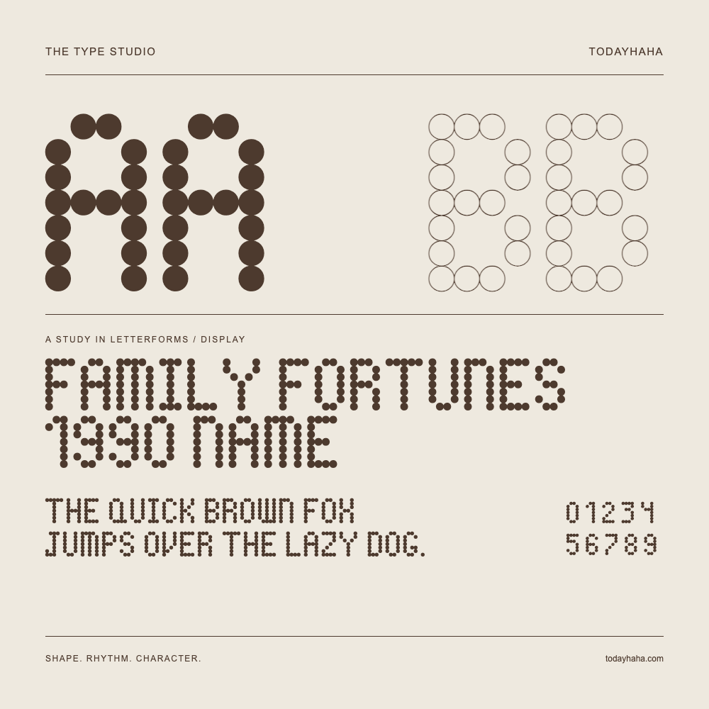 Family Fortunes 1990 Name — Buchstabenstudie mit Beispielsatz und Ziffern