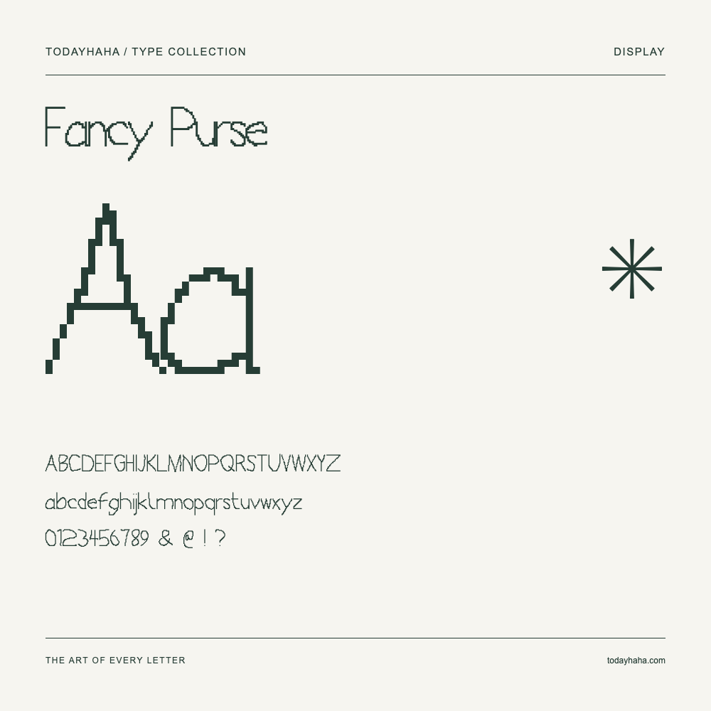 Fancy Purse — Campione con lettere maiuscole, minuscole e numeri
