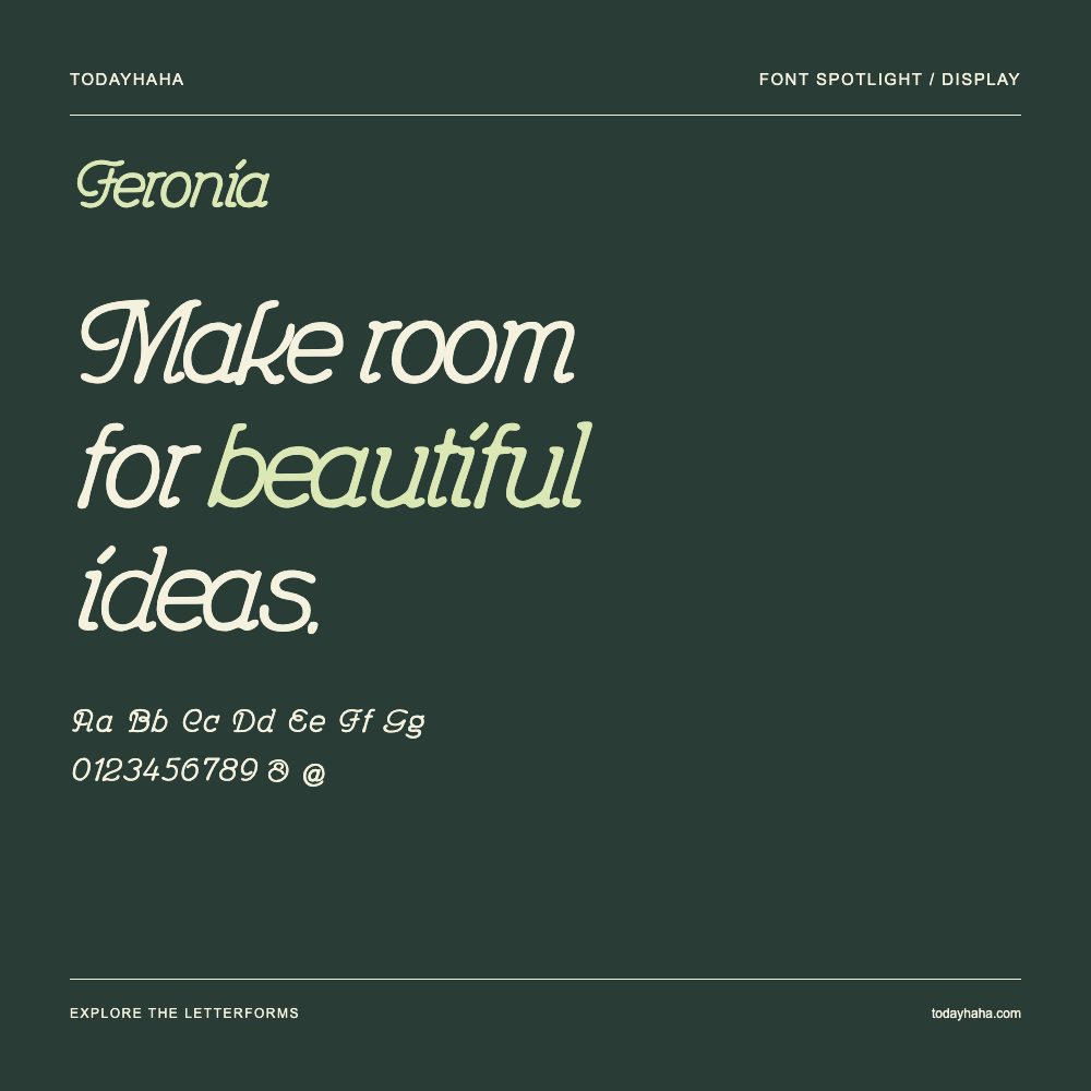 Feronia — Póster tipográfico con texto de muestra