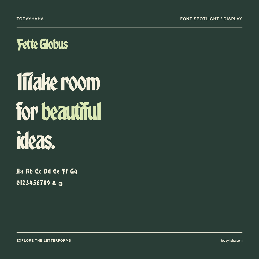 Fette Globus — Affiche typographique avec exemple de texte