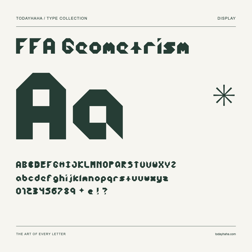 FFA Geometrism — Schriftmuster mit Großbuchstaben, Kleinbuchstaben und Ziffern