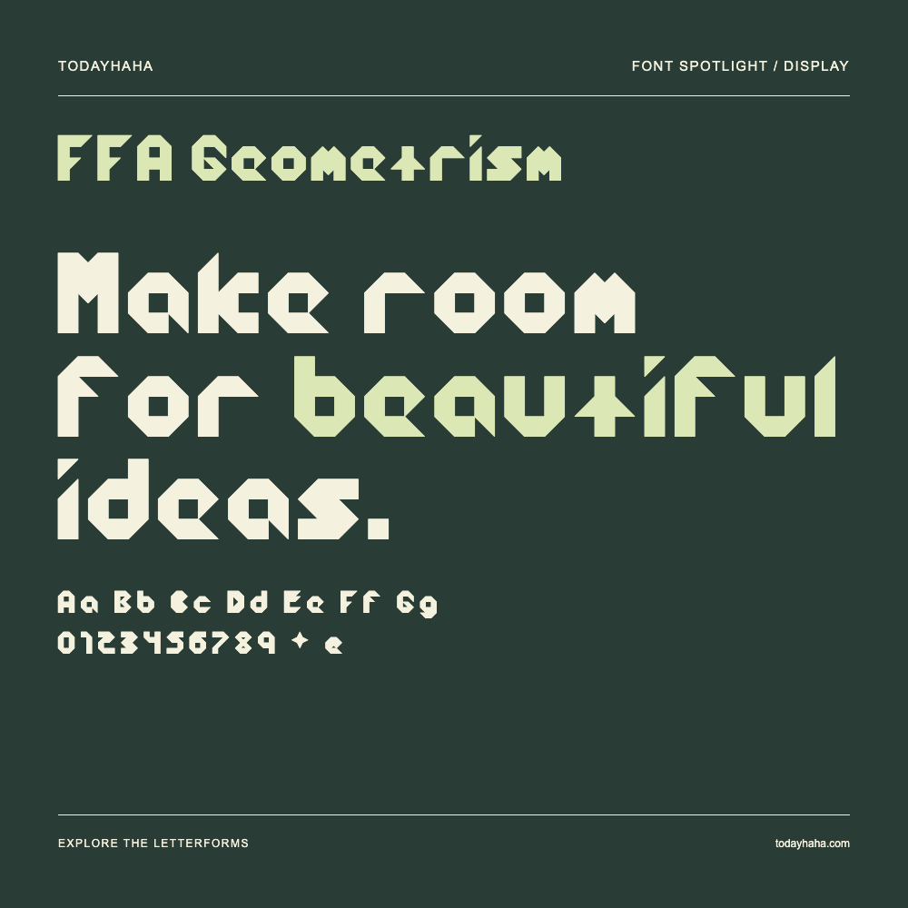 FFA Geometrism — Typografieposter mit Beispieltext