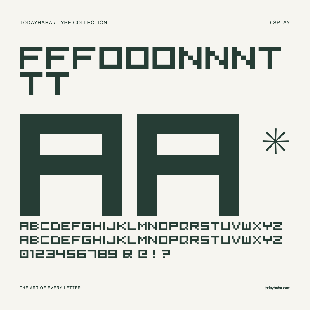 FFFooonnnttt — Schriftmuster mit Großbuchstaben, Kleinbuchstaben und Ziffern