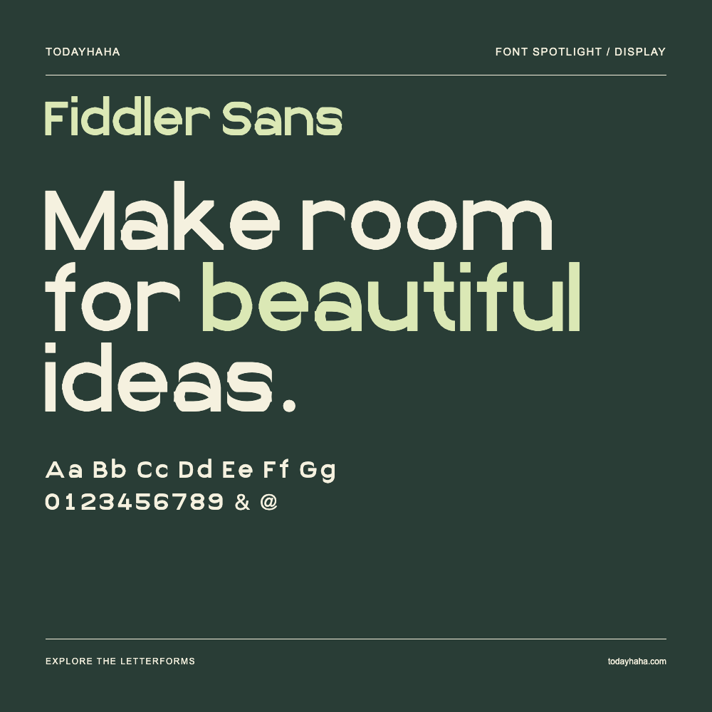 Fiddler Sans — Poster tipografico con testo di esempio