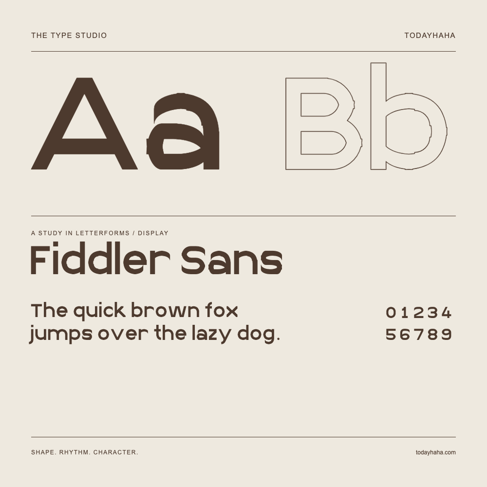 Fiddler Sans — Studio delle lettere con frase e numeri