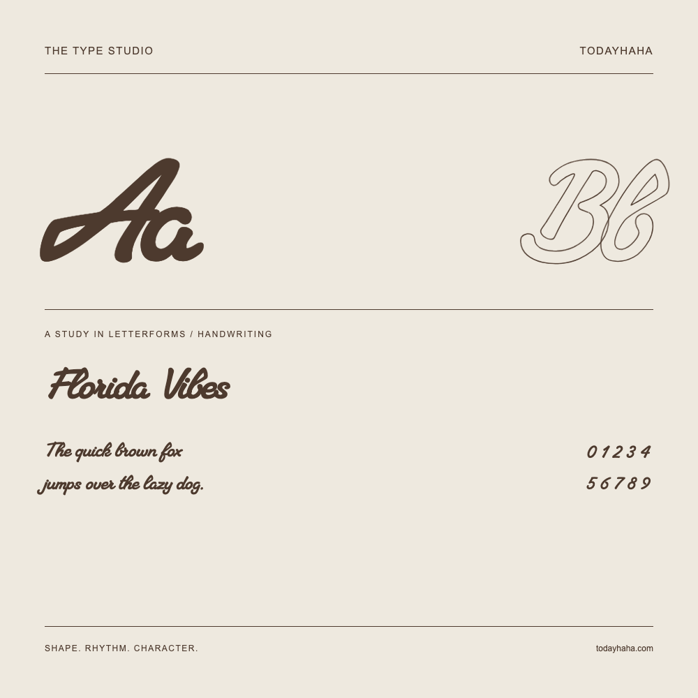 Florida Vibes — Letterform study with sample sentence and numbers