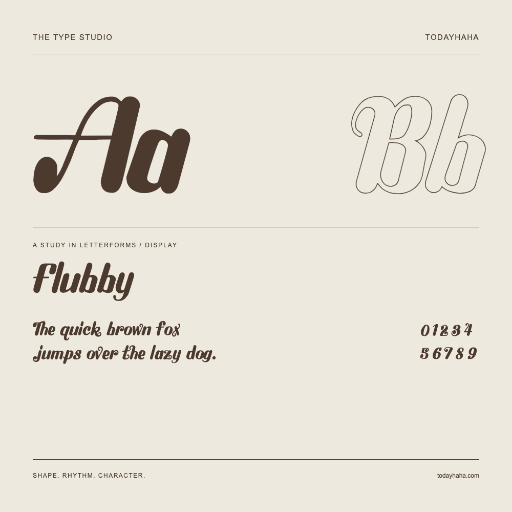 Flubby — Buchstabenstudie mit Beispielsatz und Ziffern