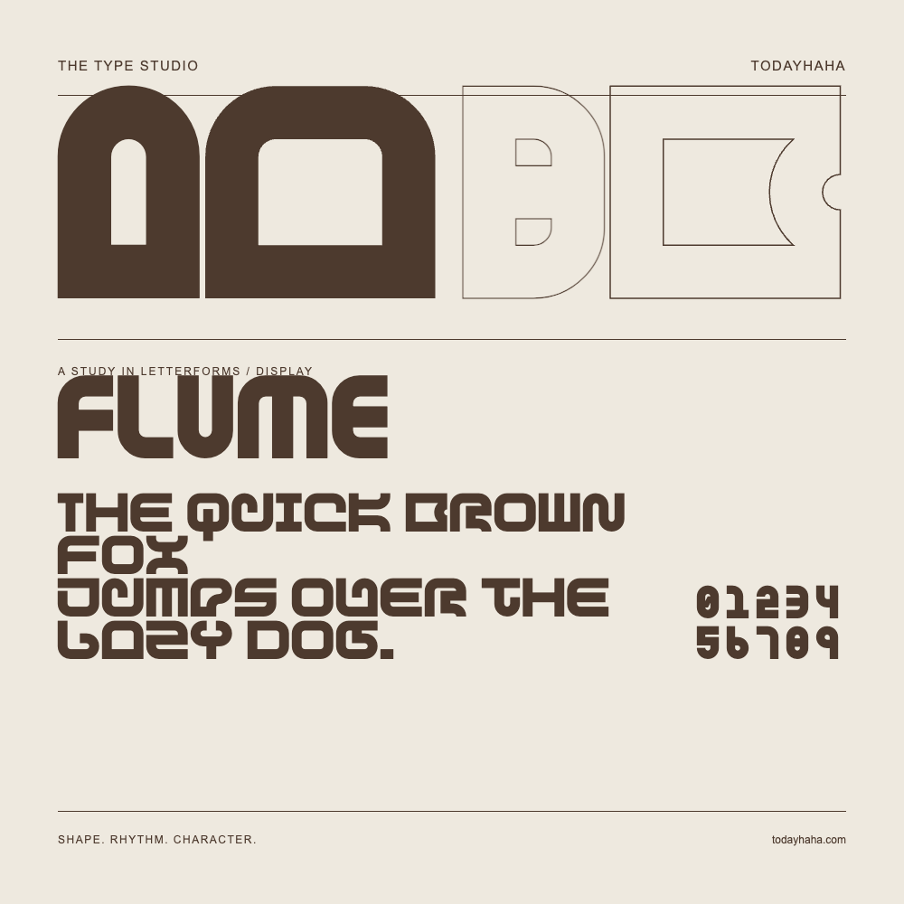 FLUME — Buchstabenstudie mit Beispielsatz und Ziffern
