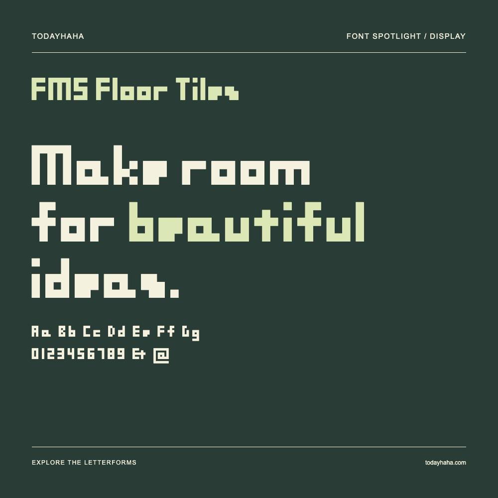 FMS Floor Tiles — Affiche typographique avec exemple de texte