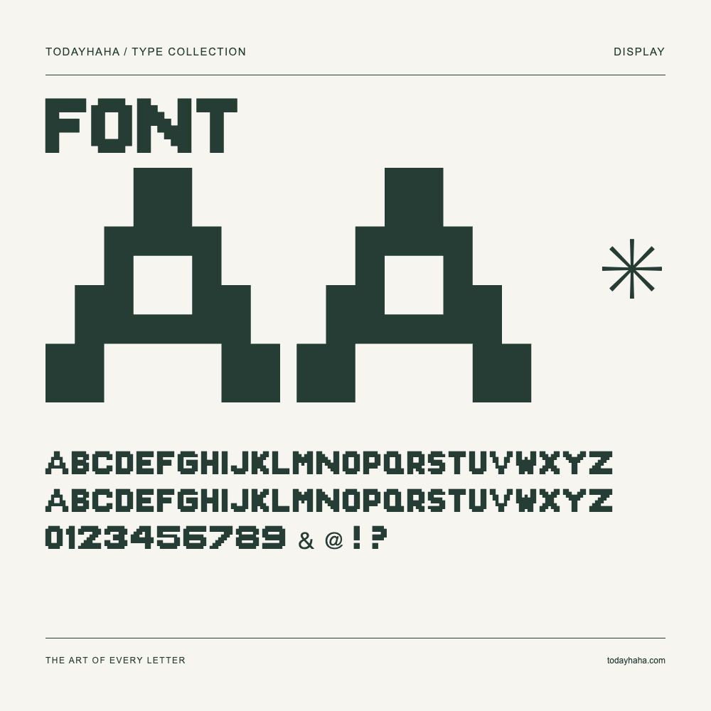 Font — Schriftmuster mit Großbuchstaben, Kleinbuchstaben und Ziffern