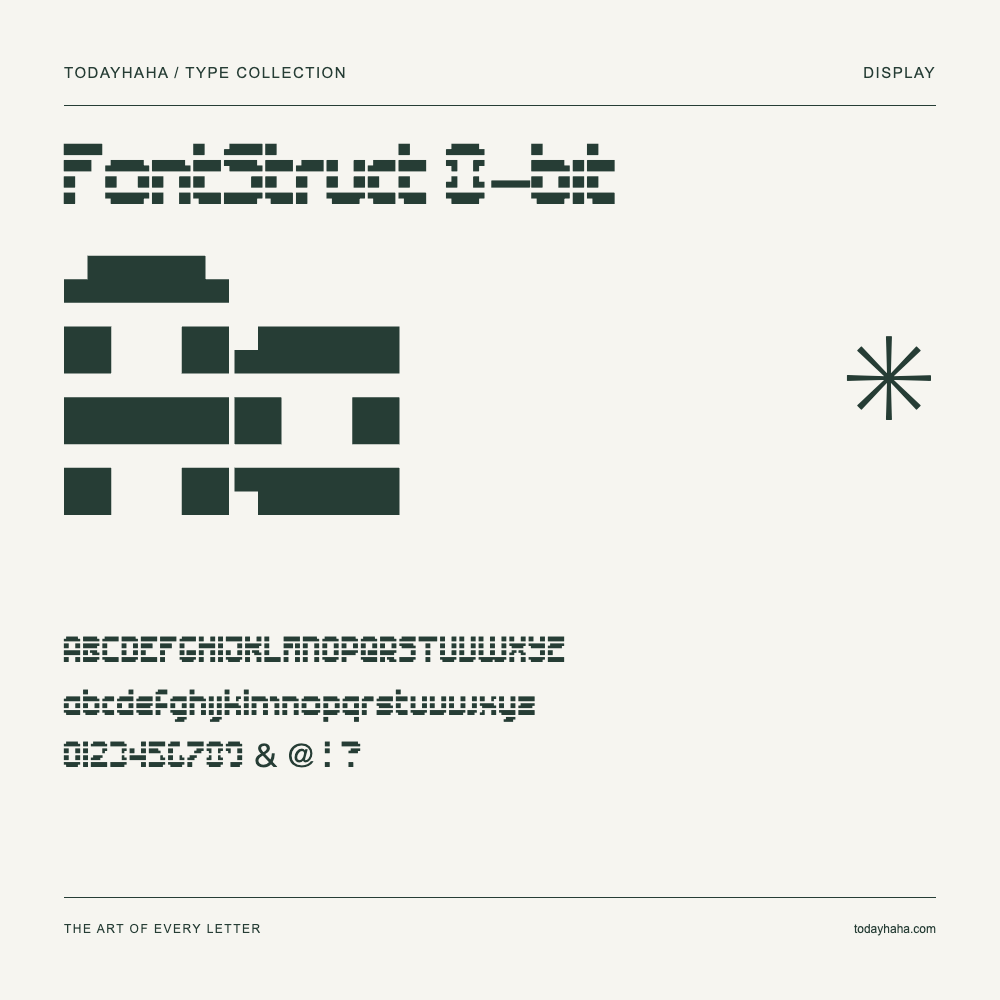 FontStruct 8-bit — Schriftmuster mit Großbuchstaben, Kleinbuchstaben und Ziffern