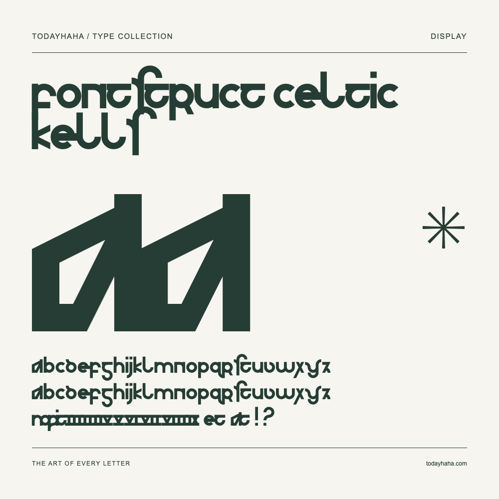 Fontstruct Celtic Kells — Muestra de mayúsculas, minúsculas y números