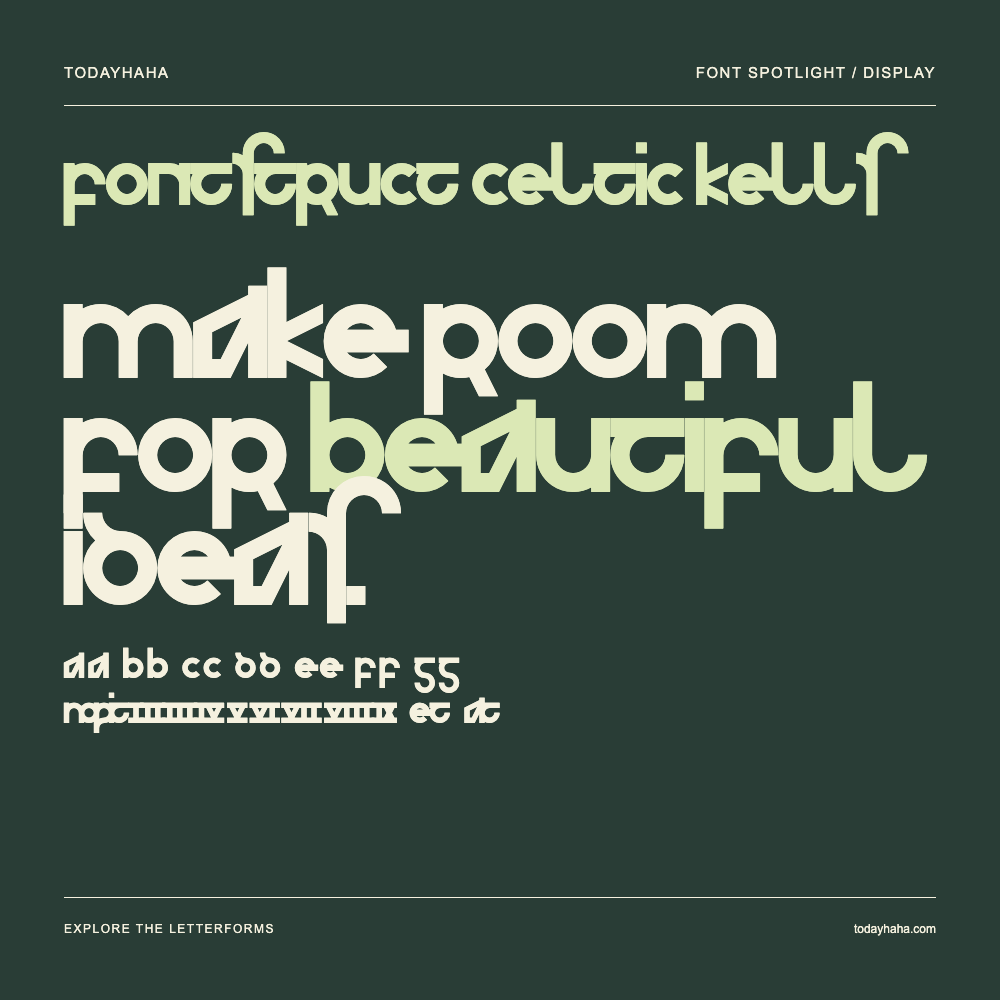 Fontstruct Celtic Kells — Póster tipográfico con texto de muestra