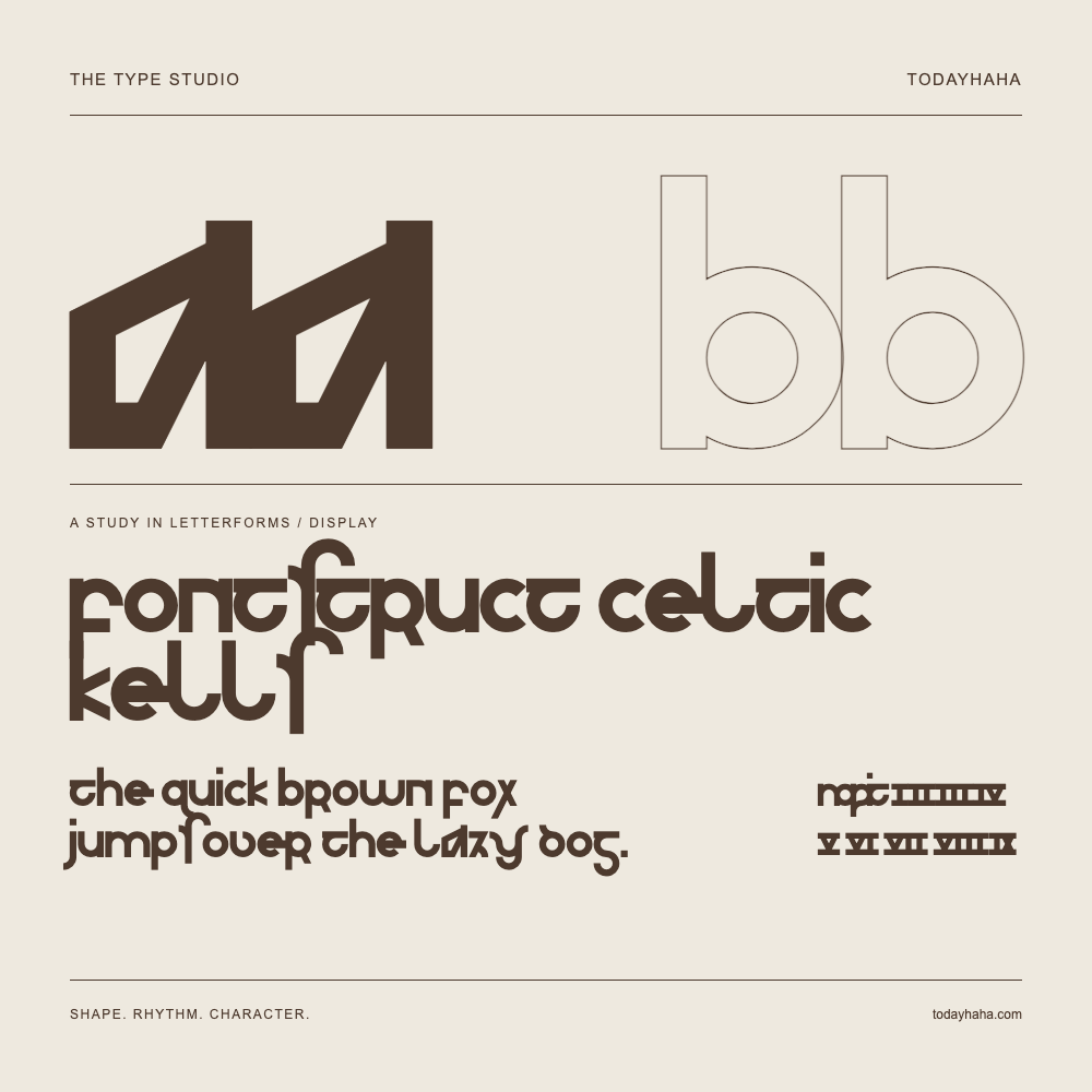 Fontstruct Celtic Kells — Estudio de letras con una frase y números