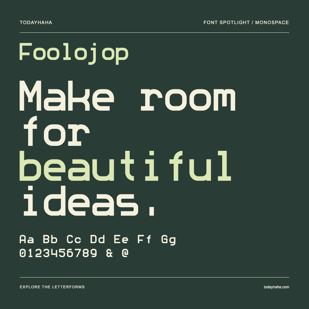 Foolojop — Poster tipografico con testo di esempio