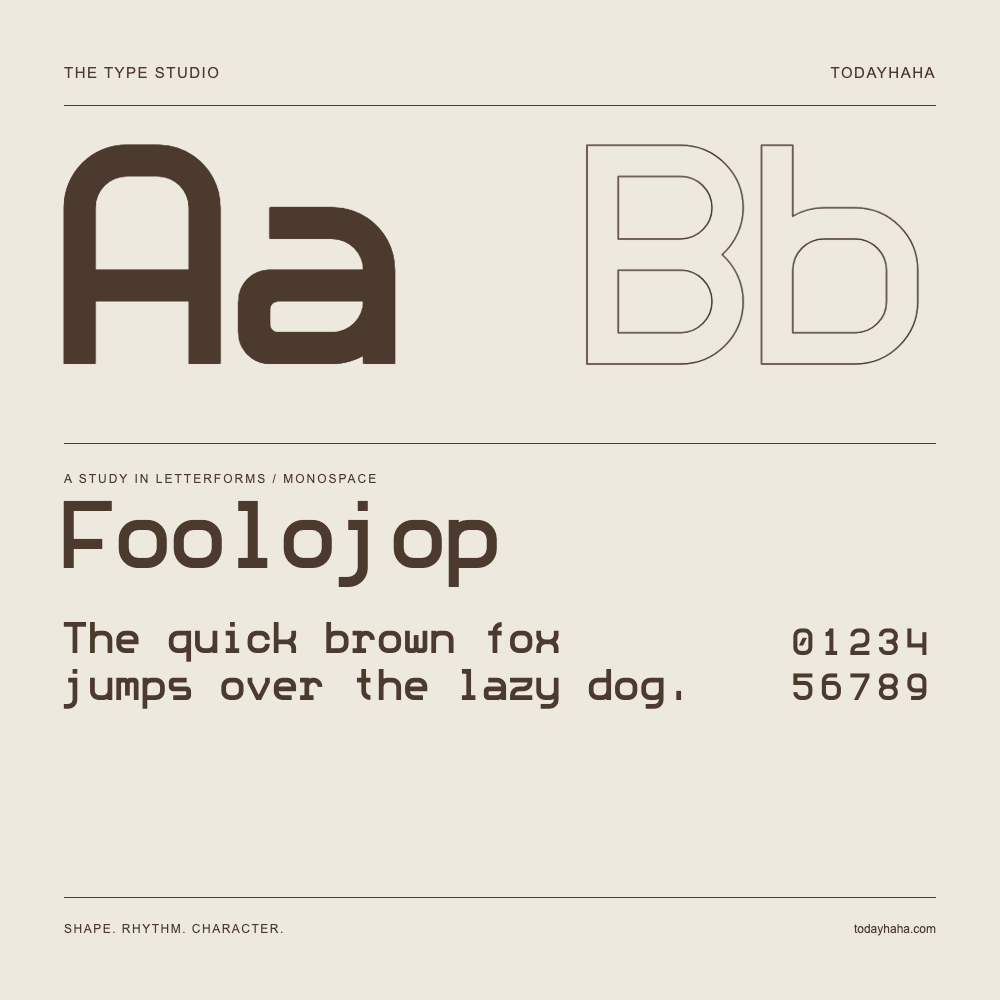 Foolojop — Studio delle lettere con frase e numeri