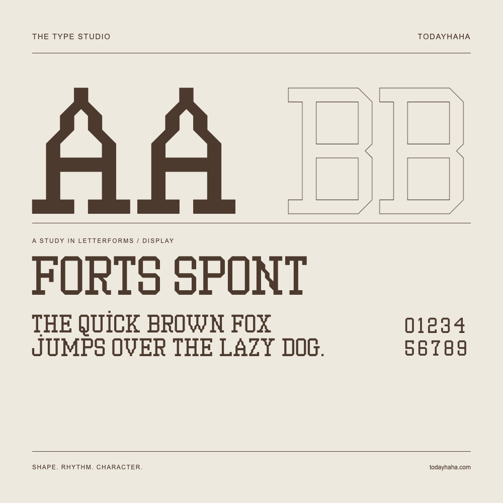 Forts Spont — Buchstabenstudie mit Beispielsatz und Ziffern