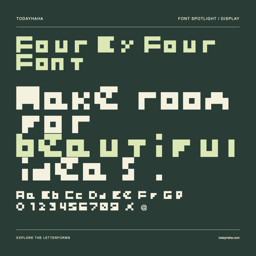 Four By Four Font — Affiche typographique avec exemple de texte