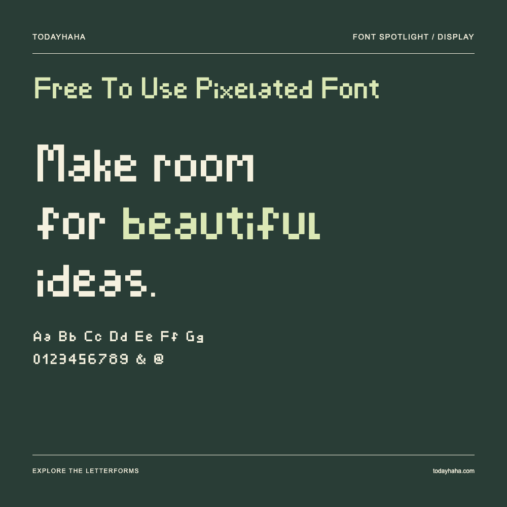 Free To Use Pixelated Font — Póster tipográfico con texto de muestra