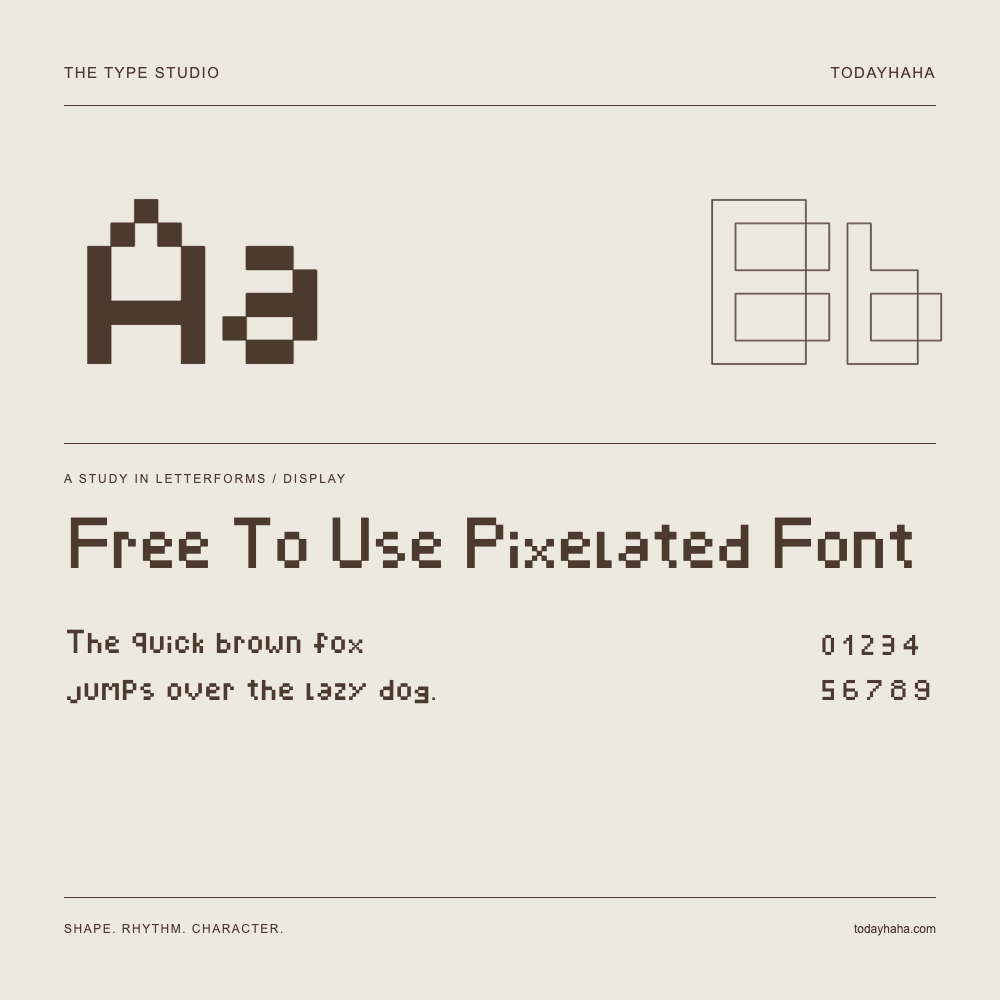 Free To Use Pixelated Font — Estudio de letras con una frase y números