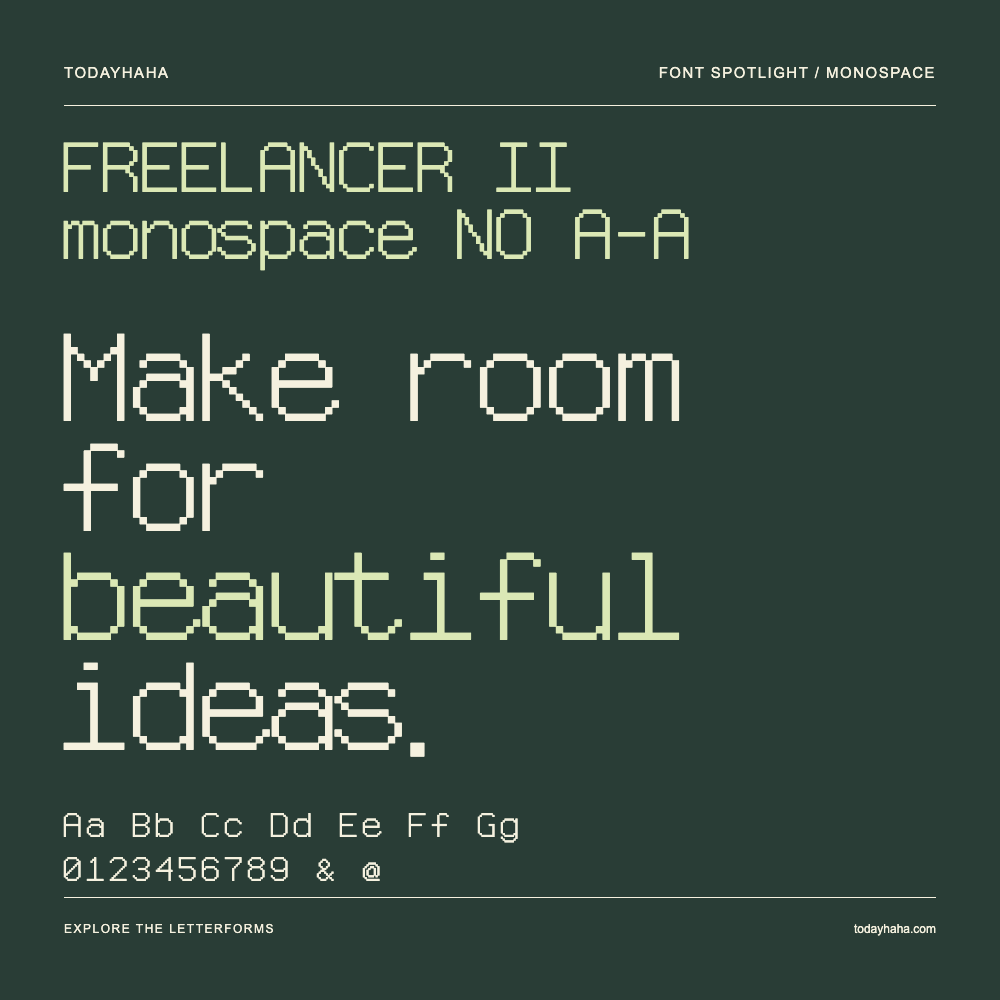 FREELANCER II monospace NO A-A — Typografieposter mit Beispieltext