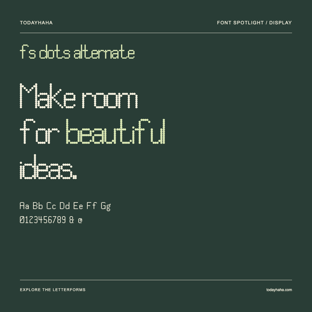 fs dots alternate — Póster tipográfico con texto de muestra
