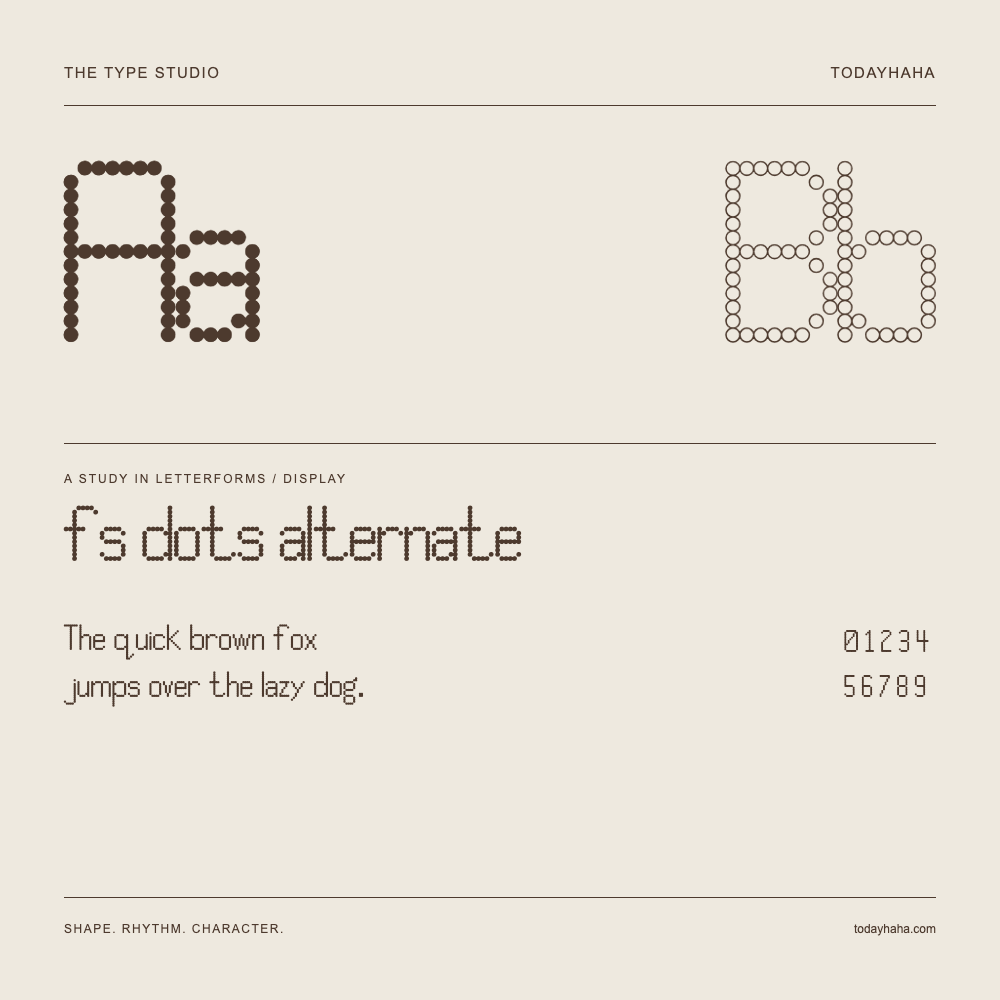 fs dots alternate — Estudio de letras con una frase y números
