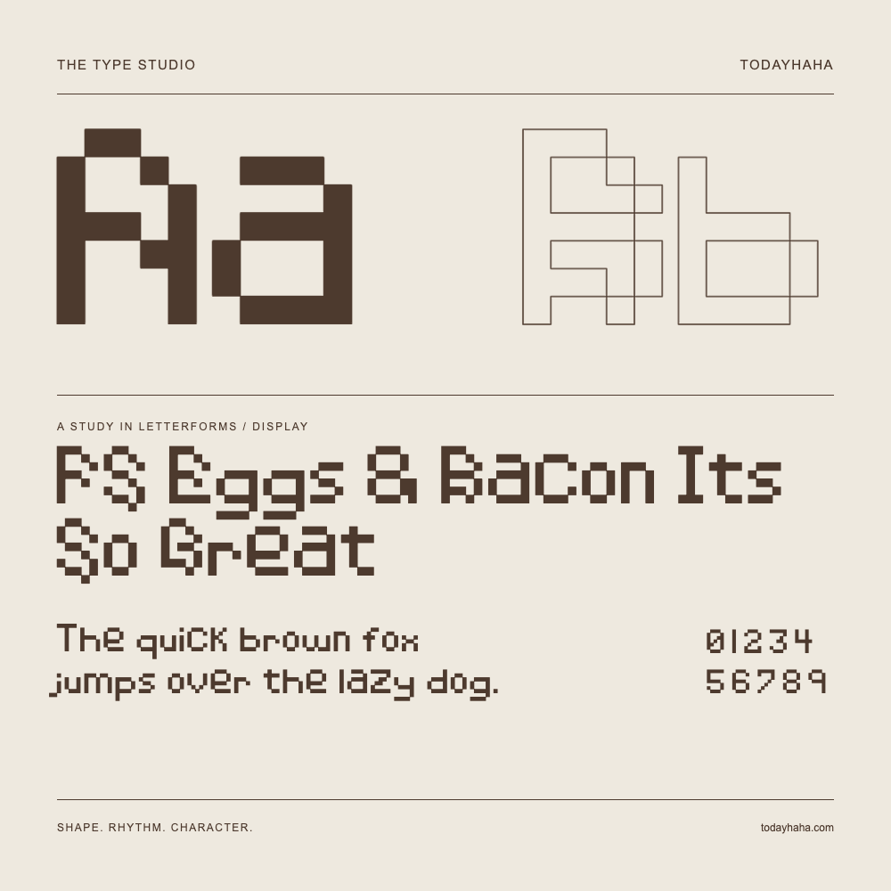 FS Eggs & Bacon Its So Great — Buchstabenstudie mit Beispielsatz und Ziffern