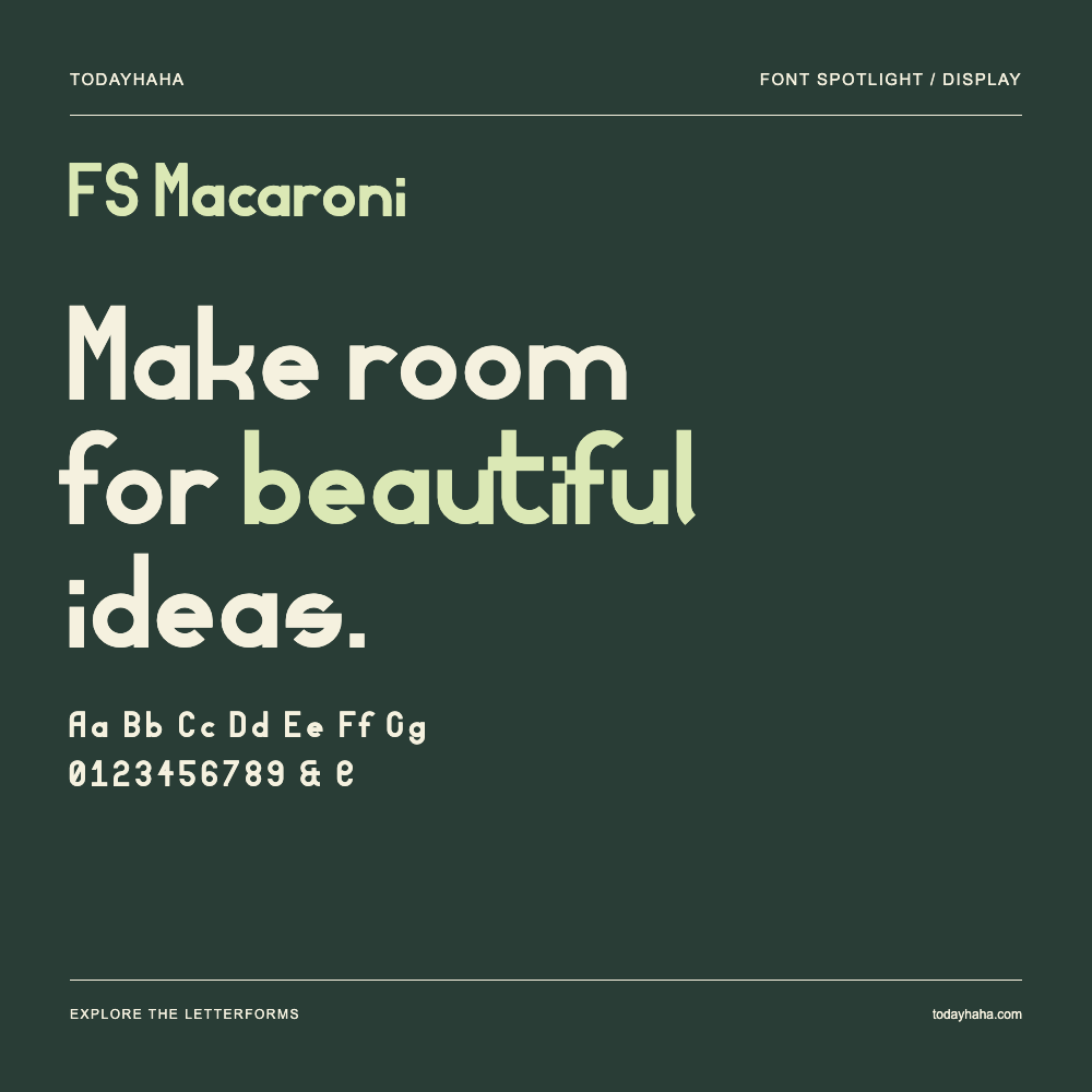 FS Macaroni — Pôster tipográfico com texto de exemplo