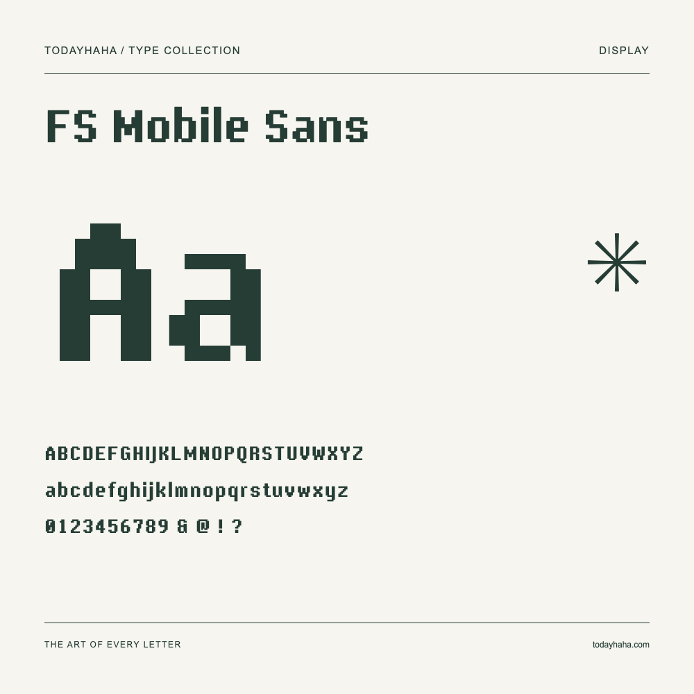 FS Mobile Sans — Muestra de mayúsculas, minúsculas y números