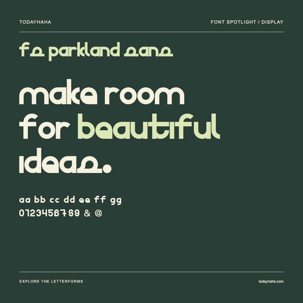 FS Parkland Sans — Poster tipografico con testo di esempio