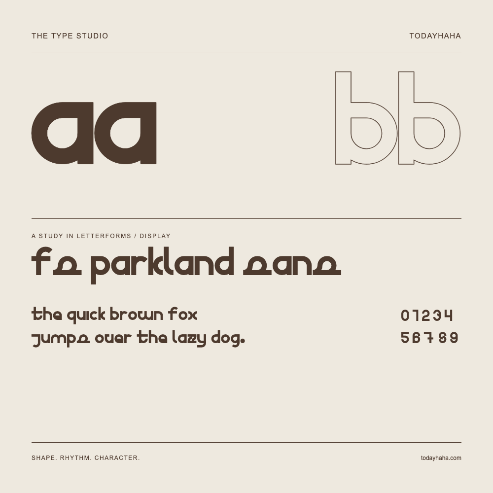 FS Parkland Sans — Studio delle lettere con frase e numeri