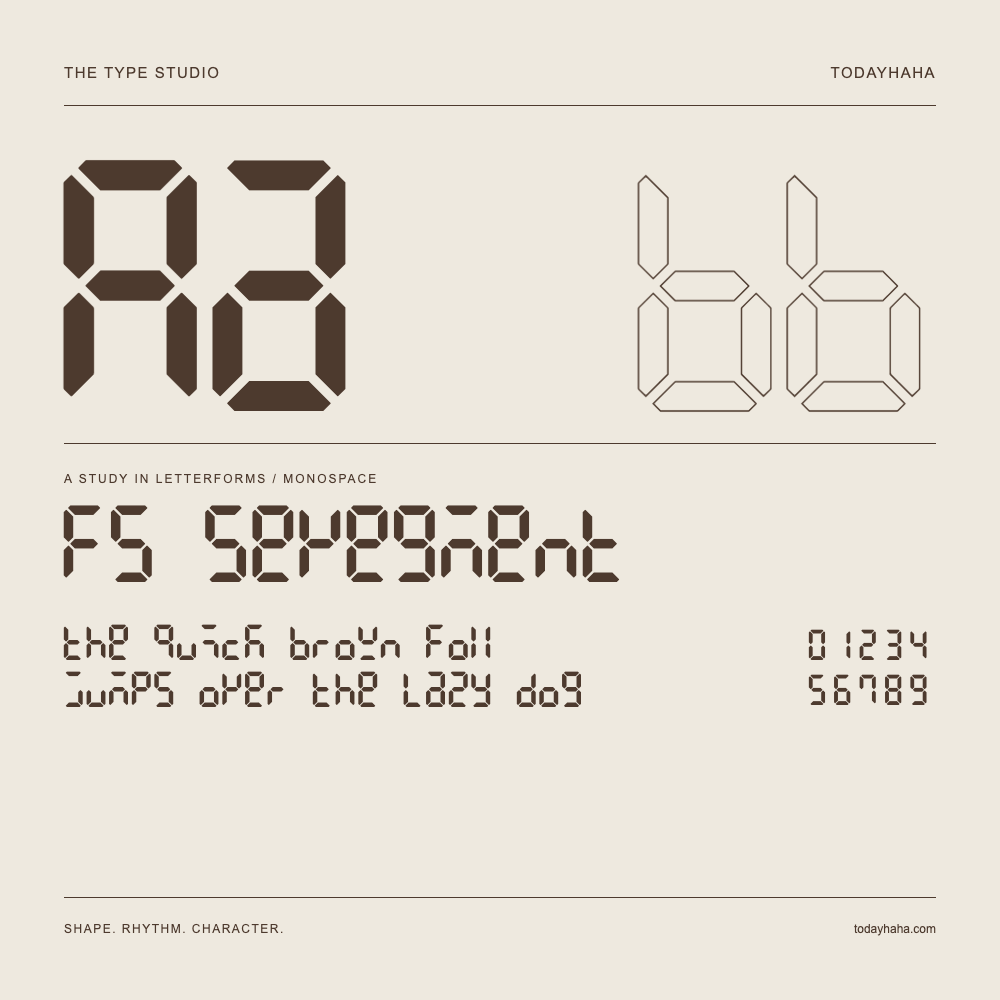 FS Sevegment — 字形展示：示例句子与数字