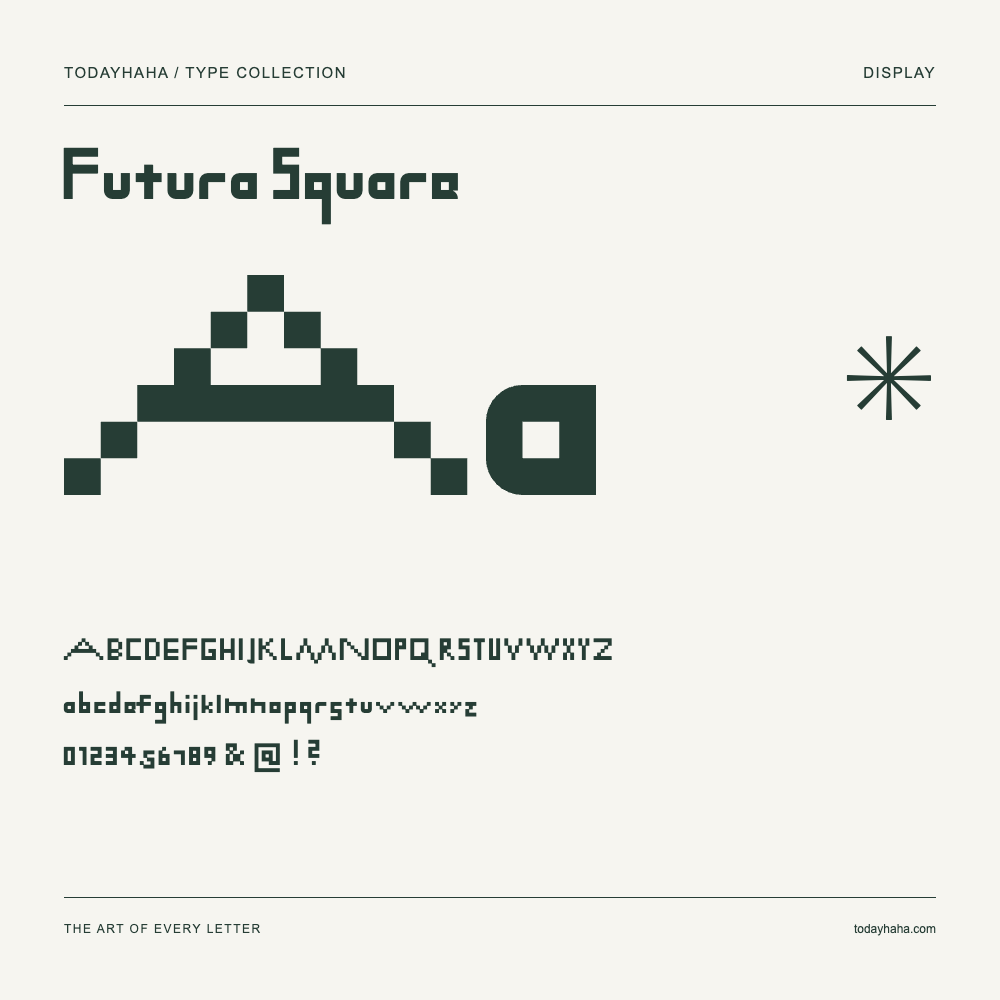Futura Square — Schriftmuster mit Großbuchstaben, Kleinbuchstaben und Ziffern