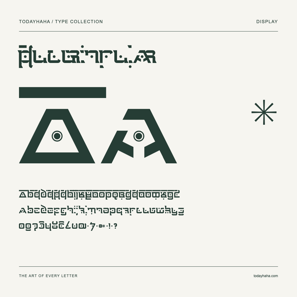 Futurinsular — Font specimen with uppercase and lowercase letters and numbers